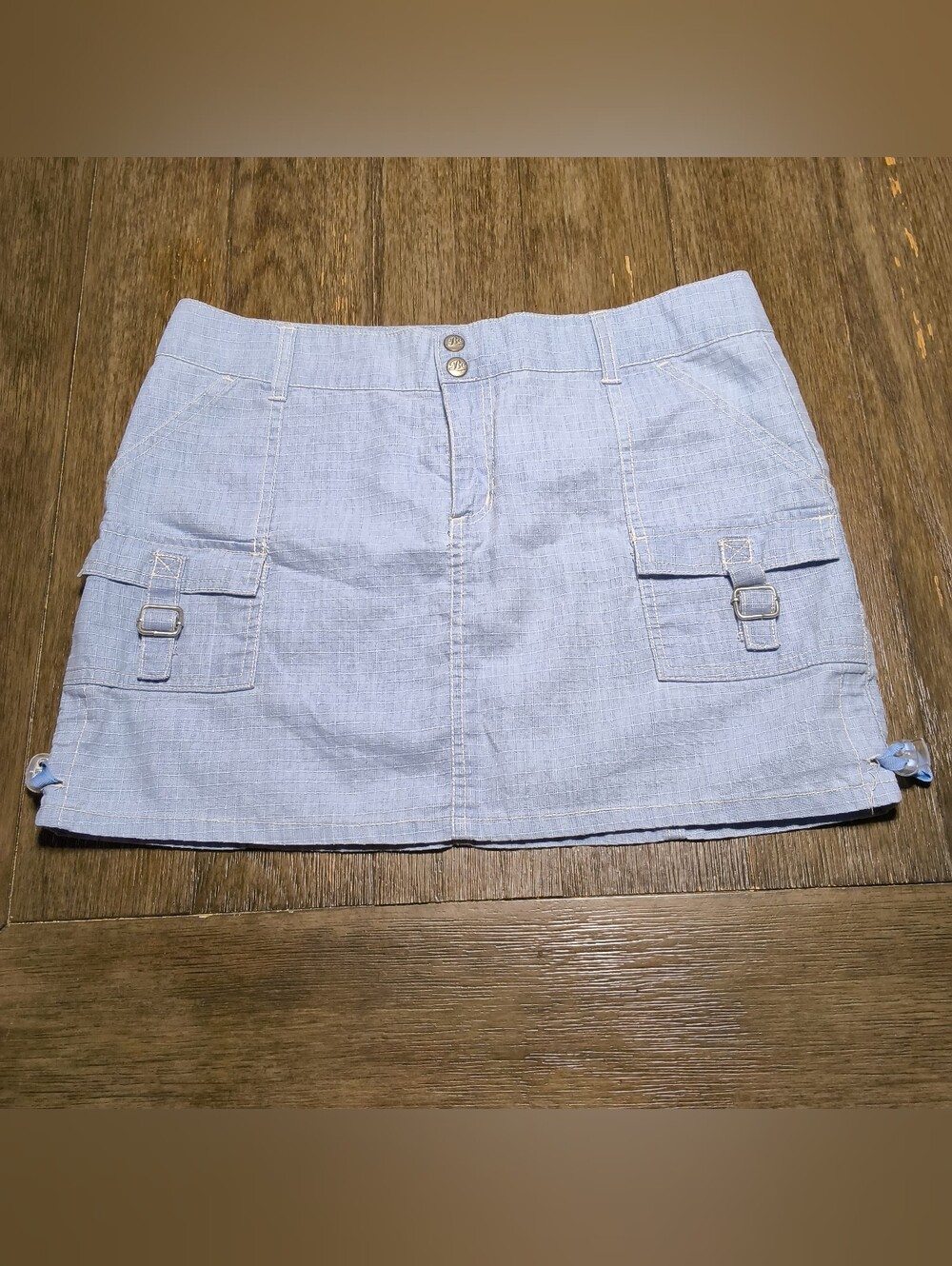 BeBop Light Blue Ramie/Cotton Cargo Mini Skirt Pockets Juniors Size 11